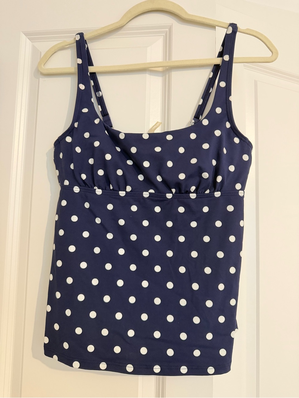 LANDS END Size 6 Navy Blue Polka Dot Tankini Top